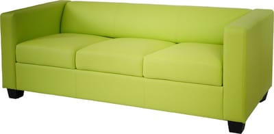 3-zits bank loungebank Lille ~ kunstleer, lichtgroen