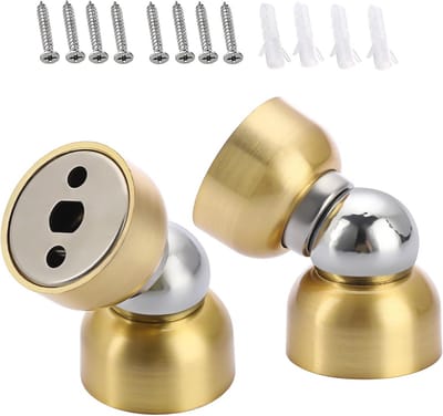 Set van 2 Mini Roestvrijstalen Deurhouders met Magnetische Wandmontage - Goud