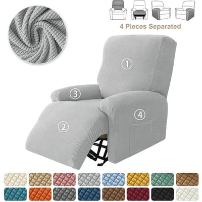 Effen Kleur Verstelbare Stoelhoes Poolvlies Bankstoelhoes Stretch Antislip Volledig Bedekkende Fauteuilhoes voor Woonkamer