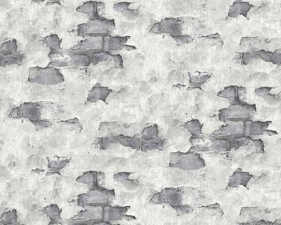 Steen tegel behang EDEM 819DN57 vliesbehang hardvinyl warmdruk in reliëf licht gestructureerd in spachtelputz look mat grijs antraciet donkergrijs 10,65 m2