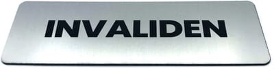Deurbordje met Tekst invaliden - Formaat 150 mm x 50 mm x 1,6 mm - Incl. plakstrip | Geborstelde RVS-look toplaag | Gratis Verzending | Decoporta