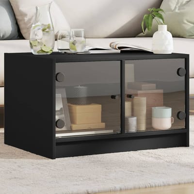 vidaXL - Salontafel - met - glazen - deuren - 68x50x42 - cm - zwart
