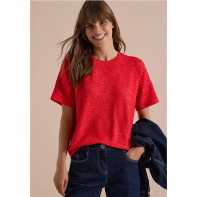 Shirt met verlaagde schouders, ronde hals en band