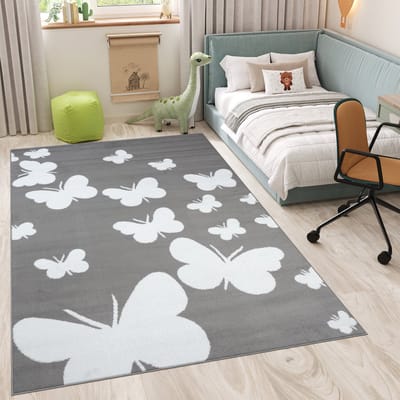 Tapiso Luxury Vloerkleed Grijs Wit Kinderkamer Tiener Tapijt Maat- 250x300