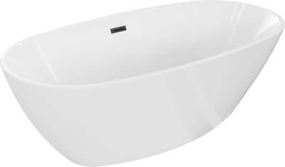 Mexen Eris vrijstaande badkuip 180 x 95 , wit, zwarte overloop - 53441809500-70