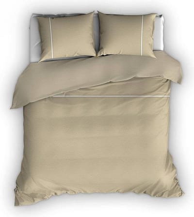 Romanette Duchesse flanel dekbedovertrek - Sand/Wit - Lits-jumeaux (240x200/220 cm + 2 slopen)
