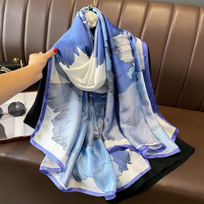 Zachte Imitatiezijde Sjaal 90x180 cm voor Dames - Hoofddoek, Bandana en Halsdoek-F-335 - Sky Blue