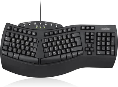 Ergonomisch Toetsenbord QWERTZ Duits – Gedeeld Toetsenveld voor Tennisarm – USB, Zwart