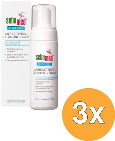3x Sebamed Anti-Bacterial Cleansing Foam (150 ml)