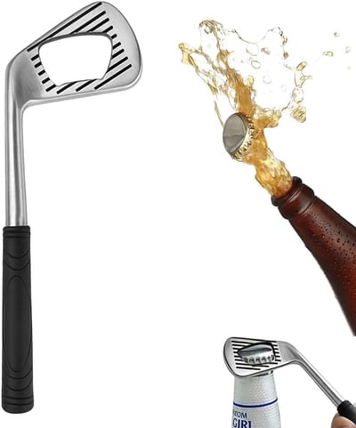 Dailygoods - Golfclubflesopener, bieropener in golfvorm, bierflesopener, bierflesopener, kurkentrekker, voor golfliefhebbers, Vaderdag, party, bar (zilver)