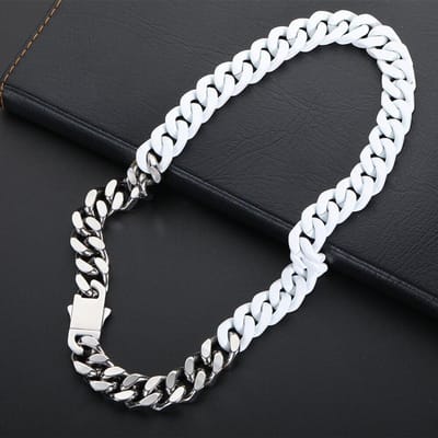 Trendy merk kleurblokkerende truiketting Design Sense Cubaanse kettingsieraden vervagen niet Cubaanse ketting black