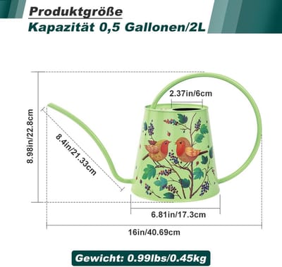 Gieter Lange Uitloop - Waterkruik Planten - Planten Water Geven - Precisie Besproeiing - 2 Liter Capaciteit - Groen