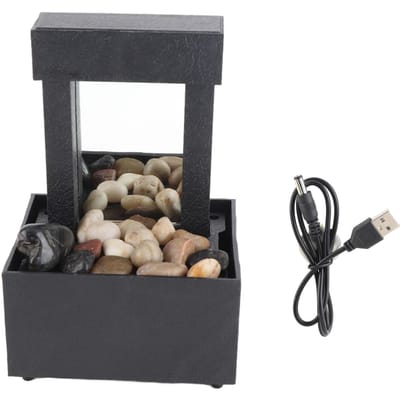 Gespiegelde Indoor Tafelblad Waterfontein met Steen LED Licht 2 Uur Automatische Uitschakeling voor Thuis Kantoor