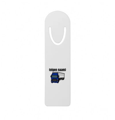 Hacebo® - blauwe vrachtwagen met eigen naam metalen boekenlegger - Vrachtwagen chauffeur - vrachtauto chauffeurs - iemand die houdt van vrachtwagens - verjaardag - cadeau - kado - geschenk Bladwijzer boekenleggers - 12.7 cm x 3.2cm