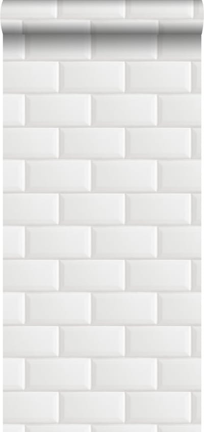 ESTAhome behang tegelmotief wit - 53 cm x 10.05 m - 139120