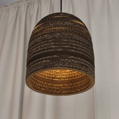 OSRAM hanglamp Decor Cardboard Ball Bell bruin van golfkarton, E27, 260 mm diameter, lampenkap van gerecycled materiaal, duurzaam dankzij vervangbare lichtbron, eenvoudig te installeren