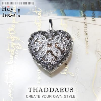 Pendentif Médaillon Cœur d'Amour ,Bijoux Tendance Glam Argent Sterling 925 Style Europe Accessoires Collier Cadeau Pour Femme d'Âme argenté