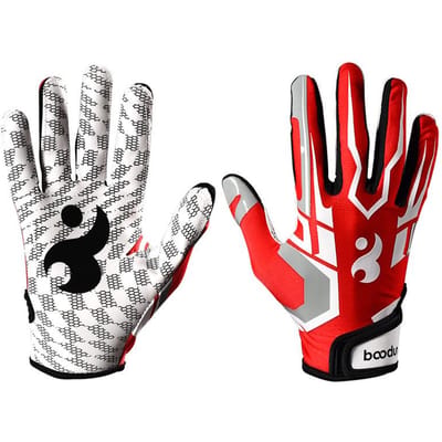 1 Paire de Gants de Football pour Jeunes Enfants Gants de Récepteur de Football Gants Antidérapants avec Grip en Silicone avec Bracelet Poignet à Modes Réglables M rouge