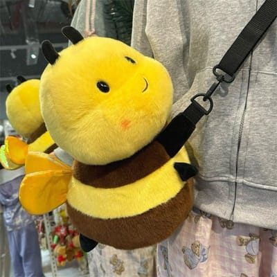 Treasuringu Cartoon Bij Pluche Rugzakken Schattige Dieren Zachte Schoudertas Gele Knuffels Verjaardagscadeaus yellow
