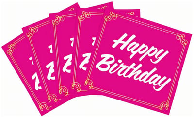 Happy Birthday in sierlijke letters wenskaart - 10x - knalroze - verjaardag - ansichtkaart - A5 formaat