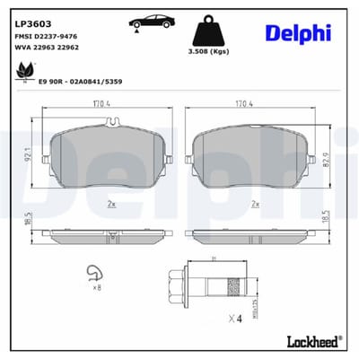 Remblokset DELPHI LP3603, voor