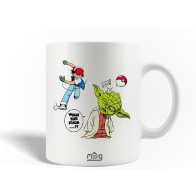 Mug Maniacase en Céramique Blanc Yoda and Ash Ketchum Star Wars Pokémon
