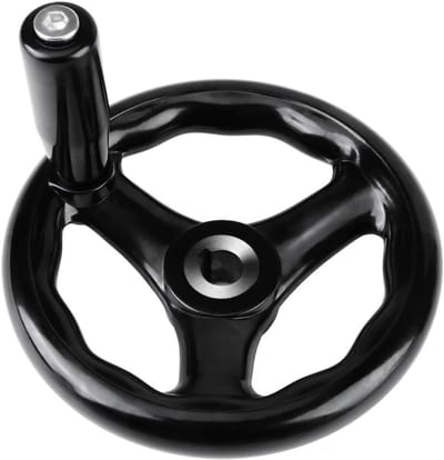 Handwiel - Machineonderdeel - Machinebediening - Drie spaaks ontwerp - 125 mm diameter - Zwart