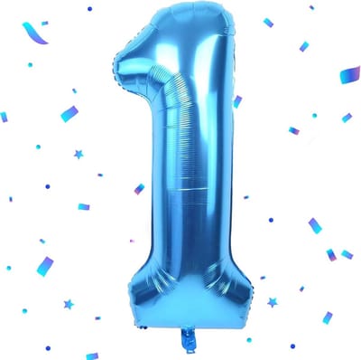 Grote Blauwe Cijferballon 1 - 101 cm Folieballon voor Verjaardag