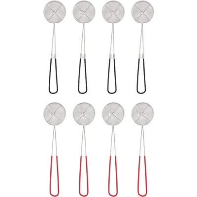 8 STUKS Hot Pot Zeeflepels Roestvrij Staal Gaas Schuimspaan Scheplepels met Handvat voor Thuis white