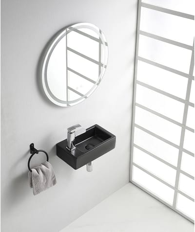 Wiesbaden Rhea M - Fontein - Links- 40x22x11cm- Keramiek - Mat Zwart