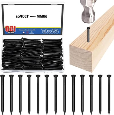 150 stuks 60mm metselstalen spijkers set, zwarte koolstofstalen afwerkingsspijkers, ideaal voor houtbewerking en schilderijhangen