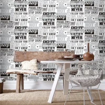 Noordwand - Behang - Friends - & - Coffee - Words - and - Letters - zwart - en - wit