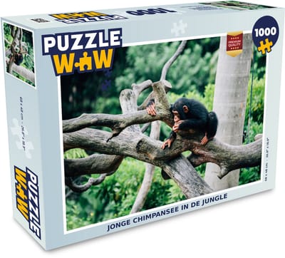 Puzzel Jonge chimpansee in de jungle - Legpuzzel - Puzzel 1000 stukjes volwassenen
