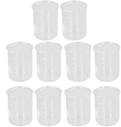 Dailygoods- Cilinder Set van 10 - 250 Ml - Borosilicaatglas - Duidelijke Schaal - Onderwijs/Experimenten - Hoge Werkprecisie - Meetbeker