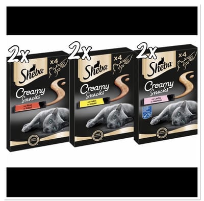 Sheba creamy snacks mix ( 2x kip, zalm en rund)