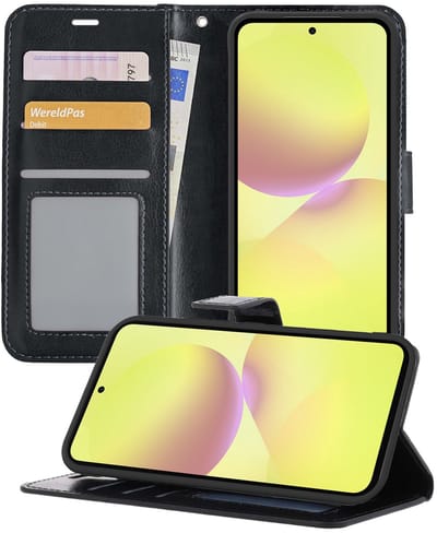 Hoesje - Met Pasjeshouder - Geschikt voor Samsung Galaxy A36 - Luxe Bookcase Portemonee - Flip Case - Kunstleer Book Case - Flipcase - Book Cover - Walletcase - Portemonneehoes - Telefoonhoesjes - Zwart