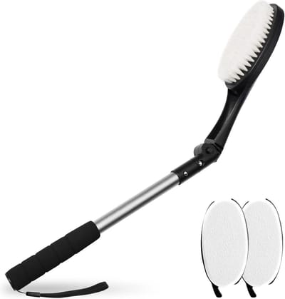 Rugborstel set - 3 stuks met lotion applicator pads - lichaamswas badborstel - lange steel lichaamsborstel - doucheborstel droogborstel - crèmehulp rug