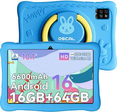 OSCAL KIDO2 - Tablet - Kindertablet - 16GB RAM - 64GB ROM - 10.1 inch - 6600mAh - Android 16 - Ouderlijk Toezicht App - Oogzorgmodus - Inclusief Beschermhoes - Blauw