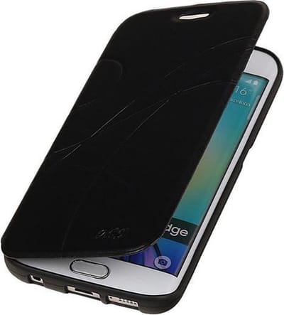 Bestcases Zwart TPU Booktype Motief Hoesje Samsung Galaxy S6 Edge