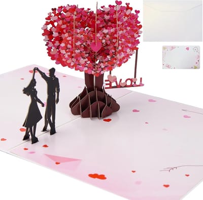 SnelShoppen - 3D Trouwring Kaart, Pop Up Kaart Huwelijk, Huwelijkskaart met Envelop, Valentijnsdag Kaart, 3D Kaart Bruiloft, Huwelijksdag Groetkaart