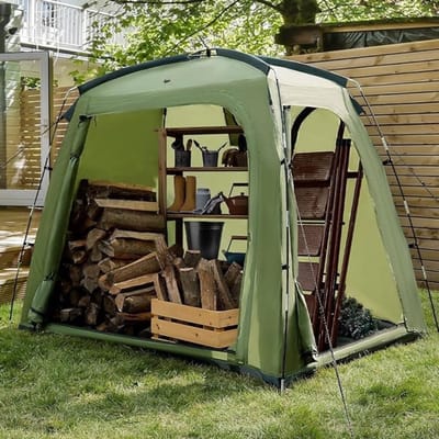 RUX® Fietstent - Schuurtent - Opbergtent – Bijzettent Waterdicht en met Opbergtas – Schuurtent Camping – Fiets Garage Voor 1 tot 3 Fietsen – Groen - ‎5cm x 20cm x 20 cm; 3.2 kg