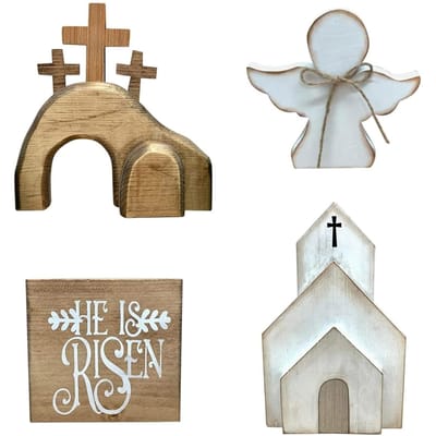 Pasen Houten Engelhuis Gelamineerde Dienblad Decoratie white