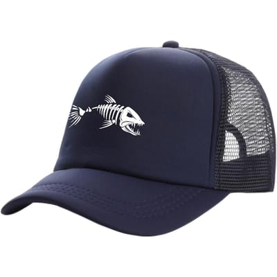 Visgraat Trucker Cap Heren Vissen Skelet Visgraat Baseball Caps Unisex Mesh Net Hoeden Mz-496 black
