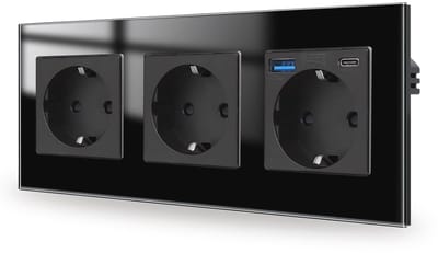 3-voudig stopcontact met USB A en type C - Inbouw 20 W - Elegant en functioneel - 16 A - 250 V