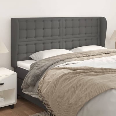 vidaXL - Hoofdbord - met - randen - 183x23x118/128 - cm - kunstleer - grijs
