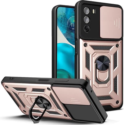 Geschikt voor Oppo Reno 12 Pro - Magnetische Rringstandaard - Schuifcamera - Back Cover Hoesje - Roze