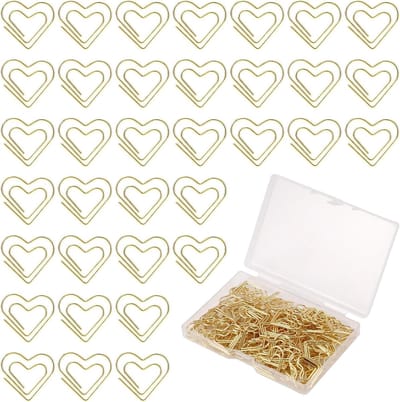 Gouden Hartvormige Paperclips - 100 Stuks Schattige Decoratieve Kantoorbenodigdheden voor School, Documenten en Bruiloft Decoratie