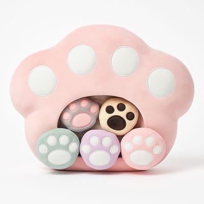MagniToys – Hondenpoot Knuffelkussen 40 cm – Kawaii Pluche met Mini Pootjes in Buikvenster – Vanaf 3 Jaar