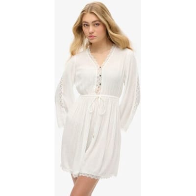 Superdry Ibiza Mini-jurk met V-hals Wit Grootte: 38