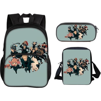 SPY×FAMILY Ronde Voorzak Rugzak Etui Schoudertas 3-delige Set Veelzijdig Cartoon Jongen en Meisje School Verjaardag Beste Cadeau